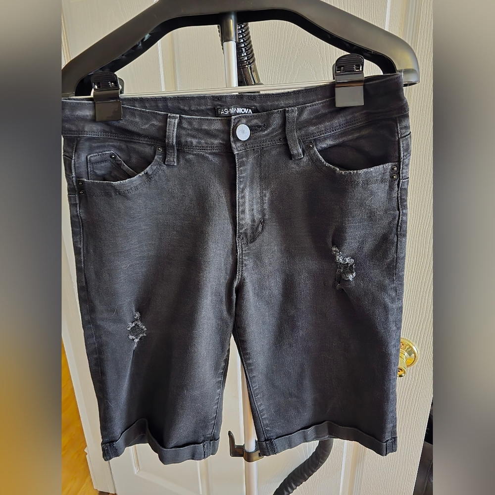 Fashion Nova Distressed Black Jeans